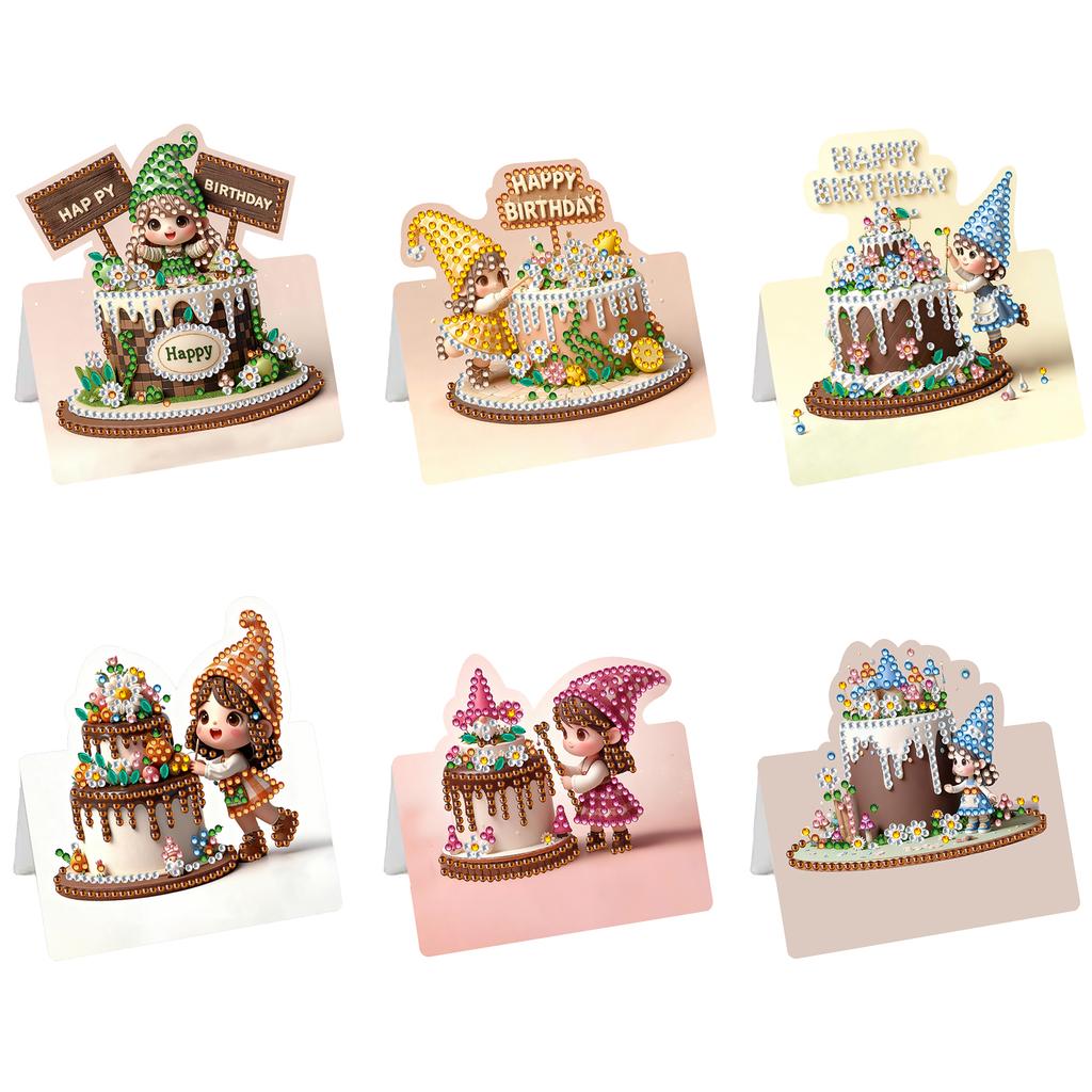 6Pcs Christmas Birthday DIY Diamond Painting Greeting Card Kit with Envelopes for Beginner Adult Birthday Holiday Blessing