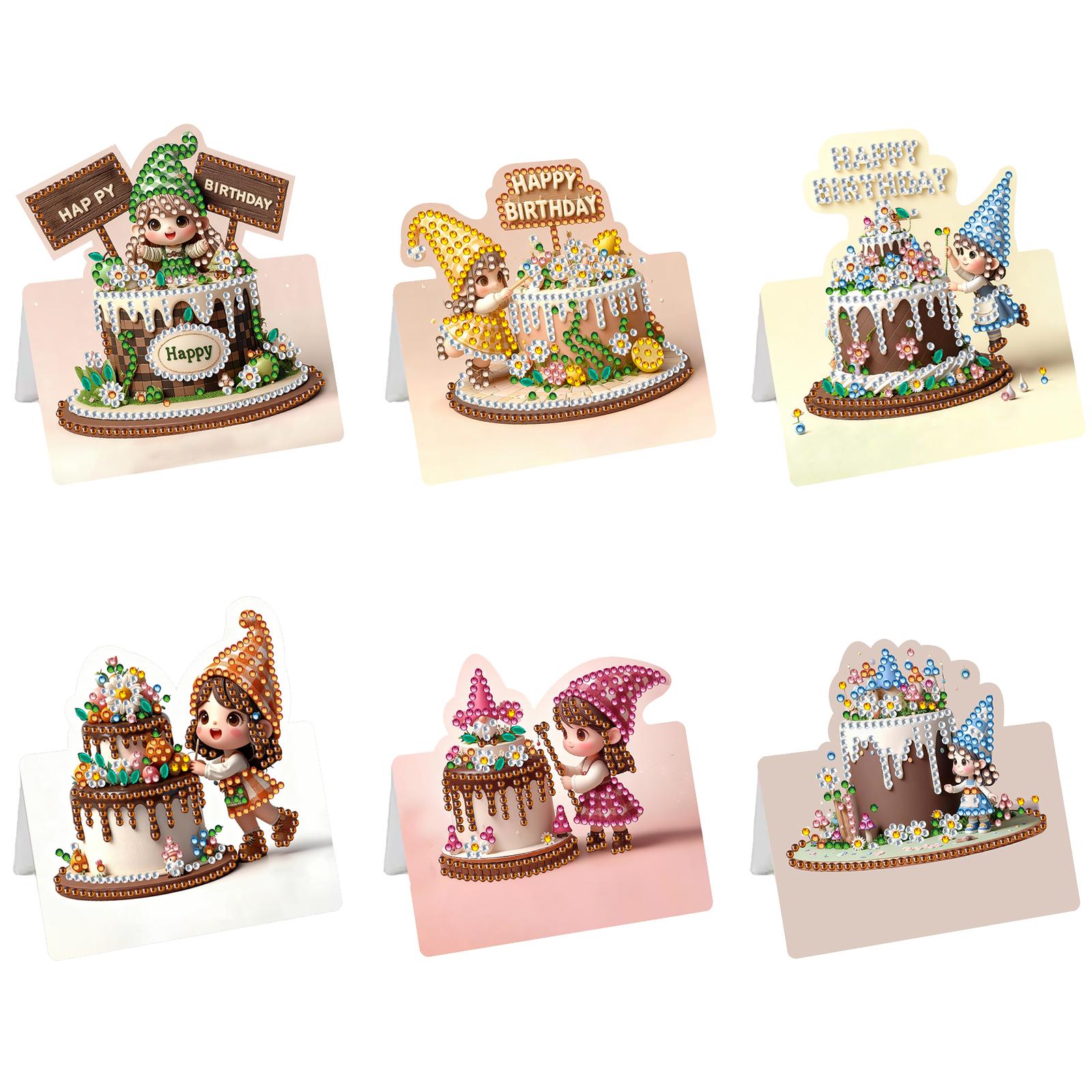 

Набор из 6 штук рождественских поздравительных открыток для самостоятельной алмазной вышивки на день рождения с конвертами, открытки с алмазной мозаикой для Рождества, дня рождения, праздника