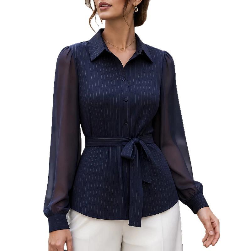 Women S Long Sleeve Shirt Lace Up Waist Casual Commute Blouse