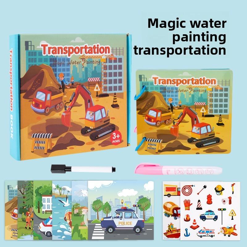 

Wooden Water Painting Book Kids Animal Recognition Educational Toy For Early Learning Transport