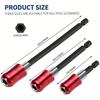 Drill Bit Extension, Quick Release Magnetic Drill Bit Holder Tool Kit with 1/4” Hex Shank Compatible Suitable Self 3 Sizes Optio