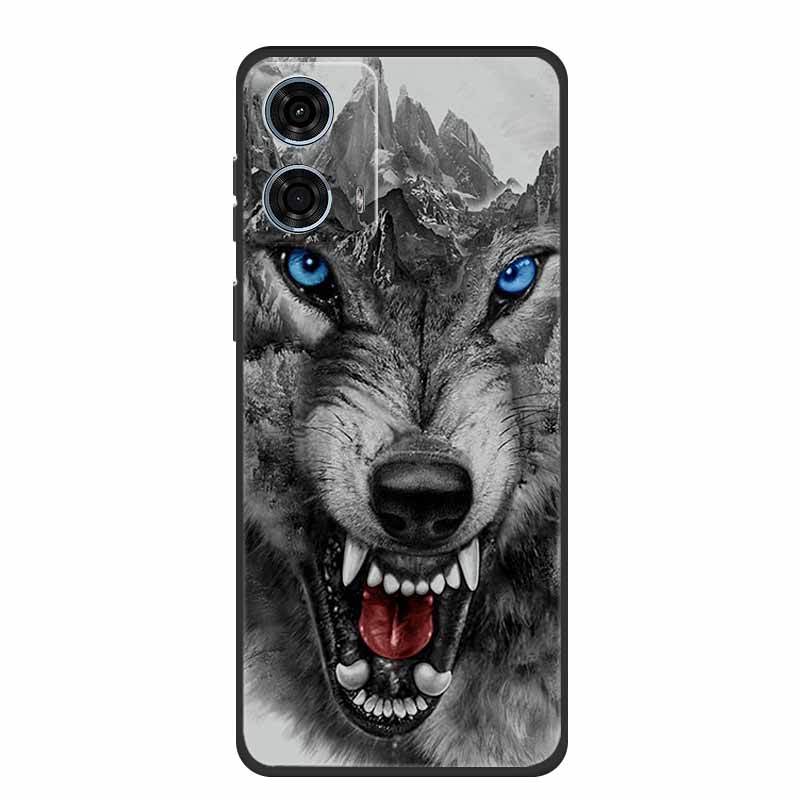 

For Motorola Moto G24 Power Case Silicone Wolf Lion TPU Soft Phone Case For Moto G24 Power Back Cover Cartoon Shockproof Shell Moto G24