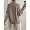 Loose Lazy V Neck Knit Sweater Fake Two Piece Casual Top
