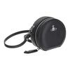 Vivienne Westwood Solid Color Front Logo Zipper Lambskin Small Round Shoulder Crossbody Bag Women bags Black 4303010QUL001LN403