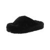 Fashion 2025 New Fashion Color Block Fur Slippers for Women Fuzzy Open Toe Indoor Slides for Woman Non Slip Warm Plush House Slippers