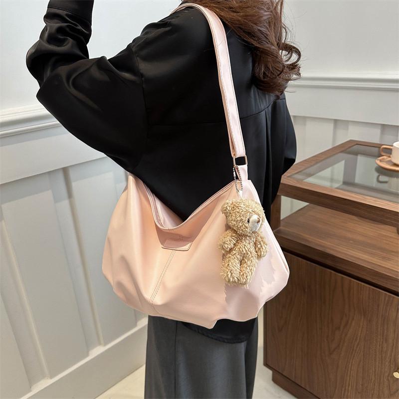 Stylish Large Capacity Black White Pink Silver Tote Bag For Fashionable Students