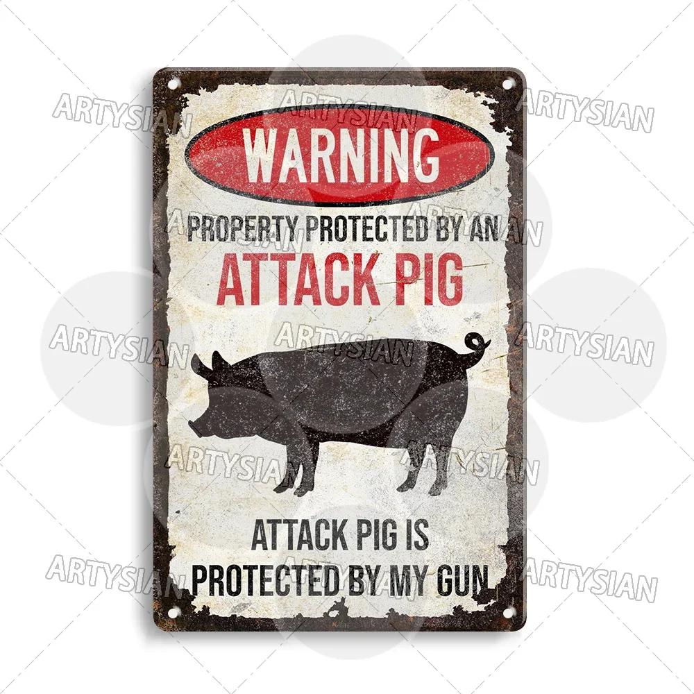 Farmhouse Funny Animal Sign Farm Property Protection Plaque Bear Warning Snake Hamster Guinea Pig Chicken Cat Rooster Goose Goat