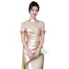 Light gold engagement dress, light luxury bridal toasting clothes, morning gown, female host, coming-of-age temperament, wedding dinner party