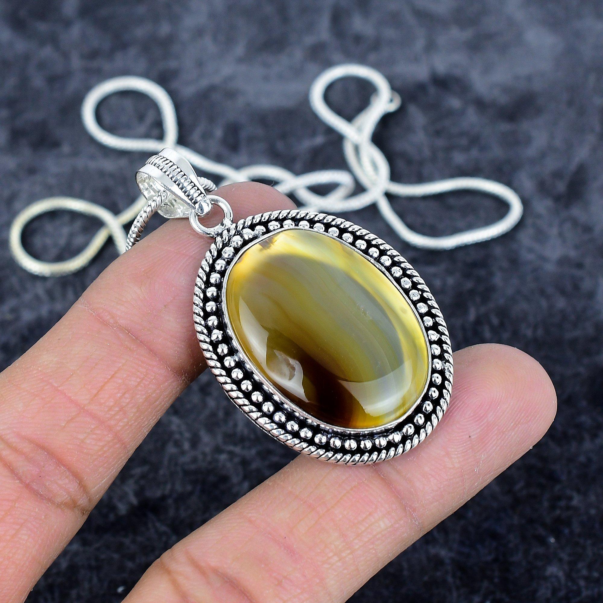 

Montana Agate Gemstone Handmade 925 Sterling Silver Jewelry Pendant 2.09 M-2944