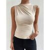 Solid Color Pleated Women's Camisole Vest Pure Color Pleated Suspender Vest for Women