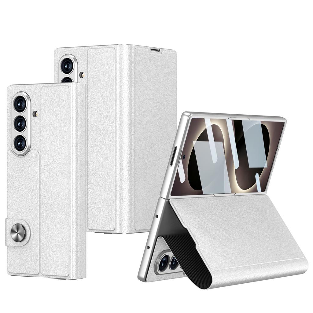 Plain Leather Card Package Case for Samsung Galaxy Z Fold 8 Ultra Front Screen Glass Fold Stand Cover for Galaxy Z Fold7 Case