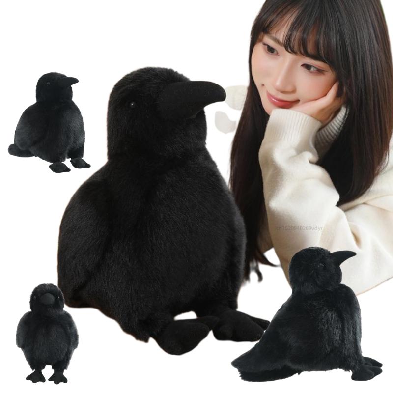 Sale Black Raven Crow Animals Plush Dolls Super Soft Throw Pillow Toys Cartoon Home Decor for Boys Christmas Birthday Gift