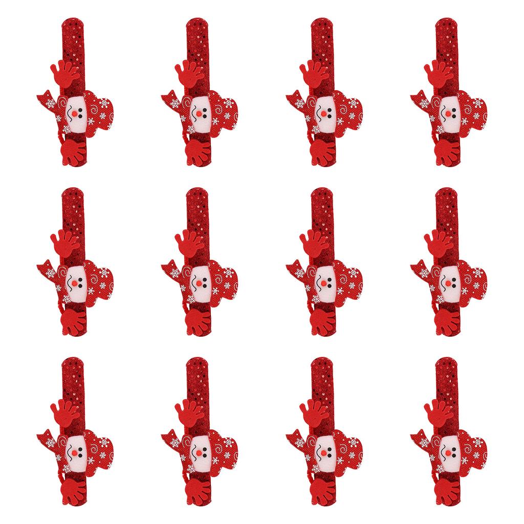 12Pcs Christmas Slap Bracelets Holiday Slap Wristbands For Kids Adult Christmas Party Supplies Stocking Fillers