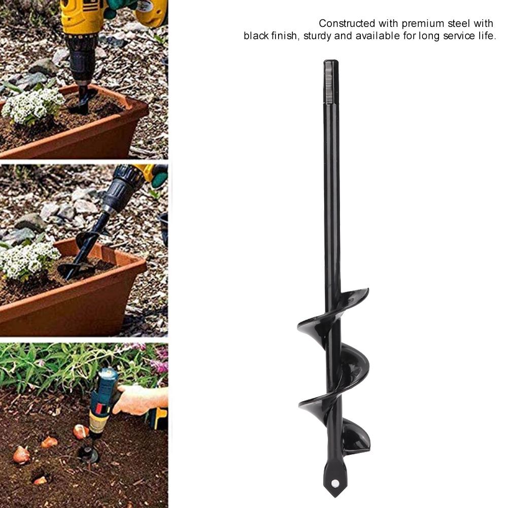 Garden Auger Hole Digger Drill Bit Attachment Yard Tool Plant Flower Bulb Auger 1.57*8.66in