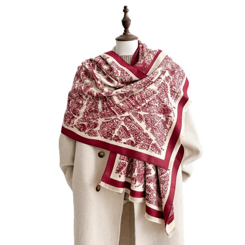 Autumn and winter new temperament retro high-end imitation cashmere scarf women's thick versatile long air conditioner shawl