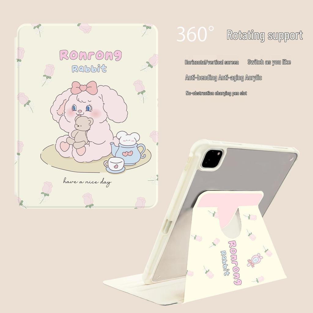 Zhao Lusi Style Rotating Tulip Rabbit Case for iPad Pro 2021