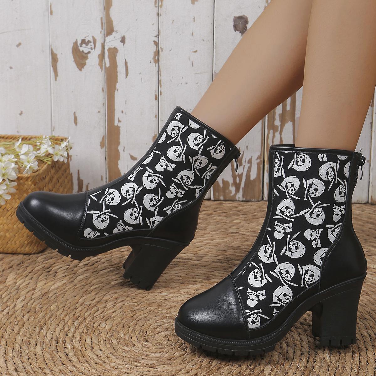 

мода Модные высокие сапоги на толстом каблуке и коротком круглом носке с застежкой-молнией на широком высоком каблуке для официальной женской одежды 41 чёрный