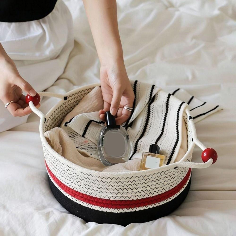 Large Capacity Cotton Rope Storage Box Handmade Desktop Organizer  Living Room