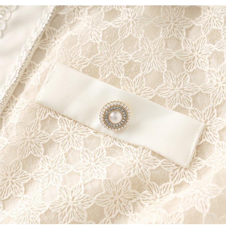 French Quiet Luxury Water-Soluble Lace-Chiffon Pleated Summer Dress