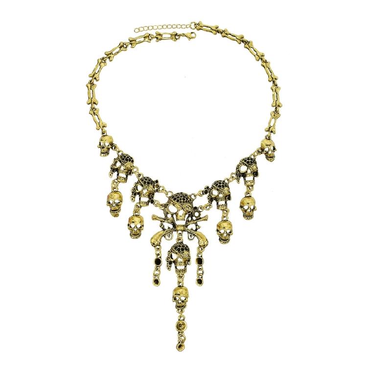 Halloween Pirate Skull Necklace Skeleton Pendant Bones Chain Choker Jewelry Gift