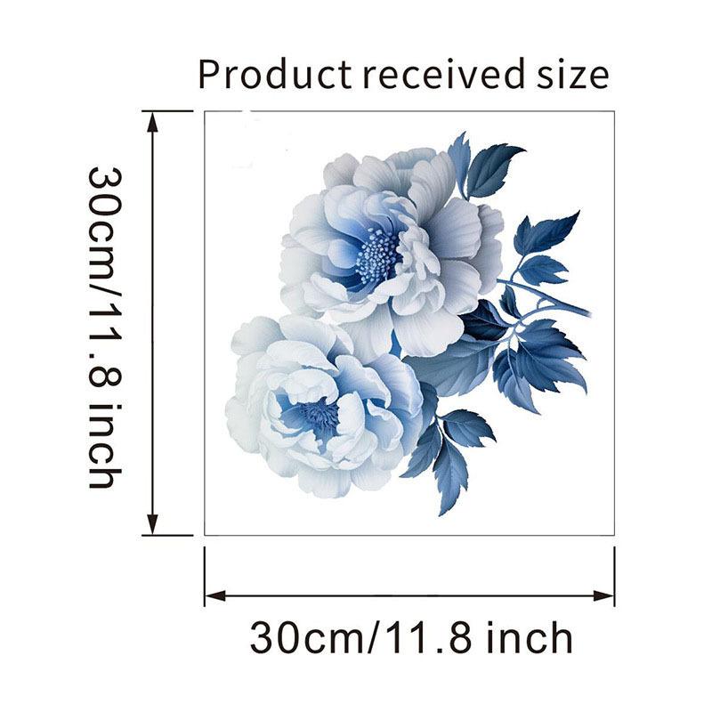 Selbstklebende Wasserdichte Blaue Blumen Toilettenaufkleber Minimalistisch für Badezimmer Toilettensitz Dekor