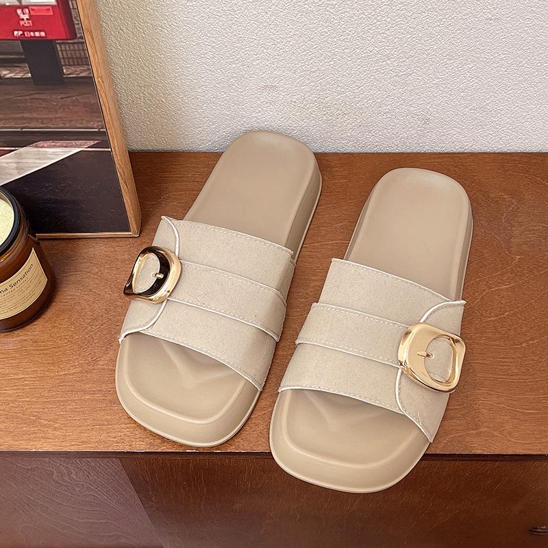 Comfortable Casual Slippers Women's Summer Outer Wear Square Slippers Women's Cool Slippers New
