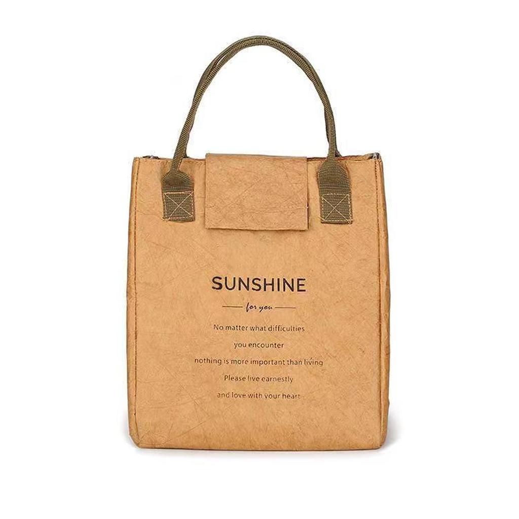 Paper Lunch Bag Waterproof Insulation Bag Lengthen and Thicken Aluminum Foil Japanese Handbag Office Worker Student CLE