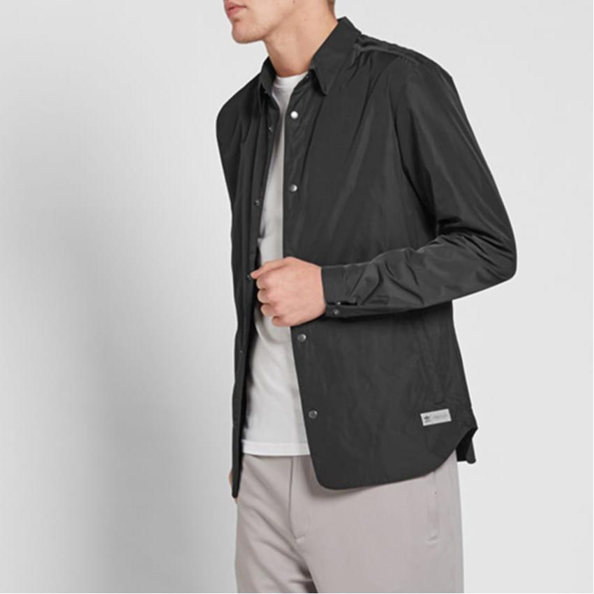 Adidas Originals Straight Cut Solid Color Single-Breasted Lightweight Comfortable Long Sleeve Shirt Men Shirts Black AJ7261