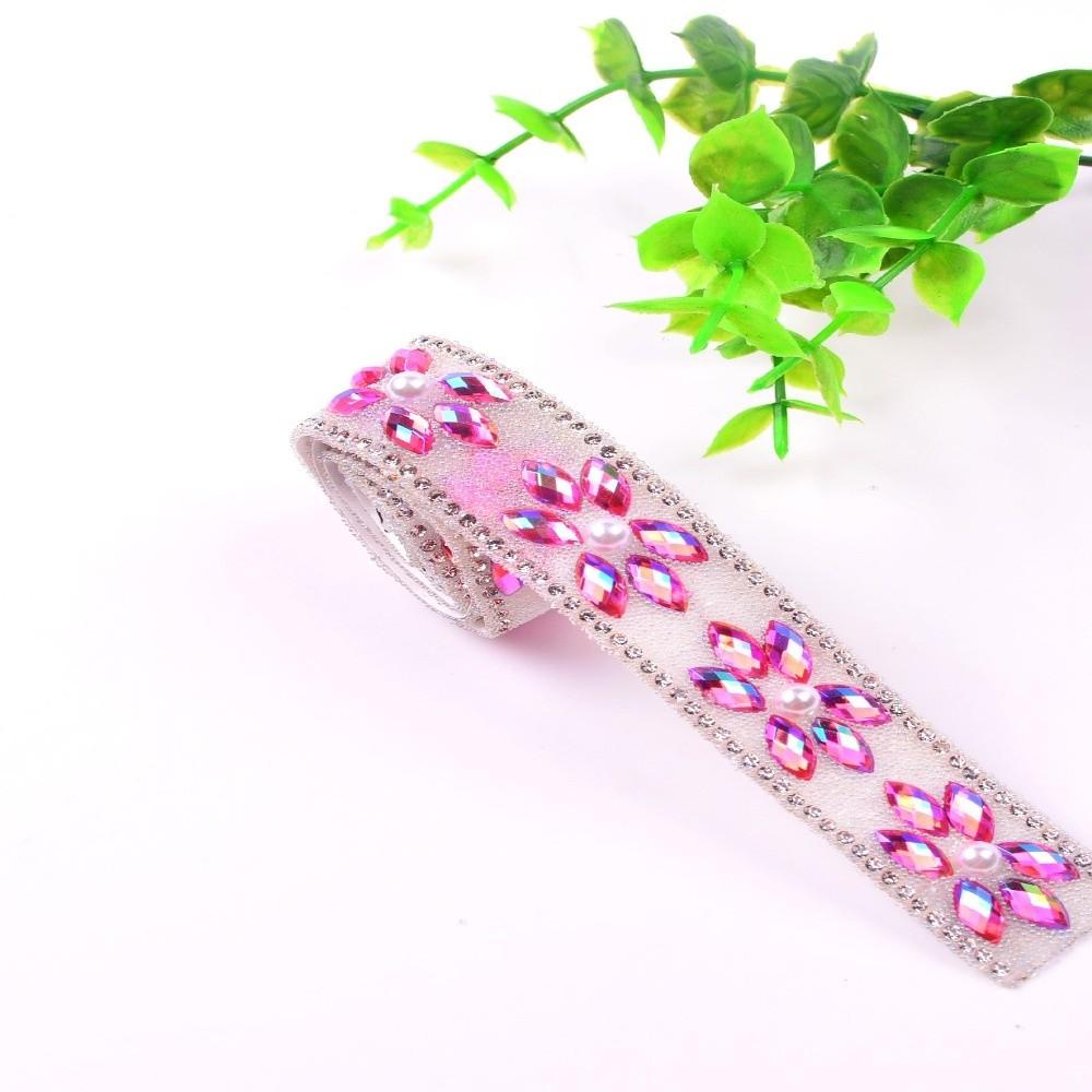 Apparel Accessory Colorful Rhinestone Chain AB Color Horse Eye Hot Fix Tape DIY Hot Melt Resin Rhinestone Dance Wear