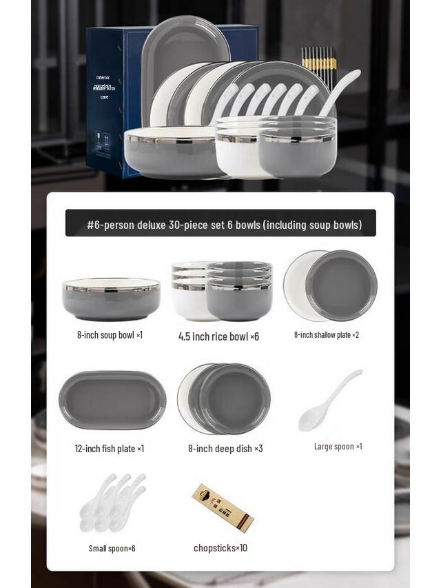 Mode Lanka 30-Piece High-Temperature Underglaze Ceramic Dinnerware Gift Set