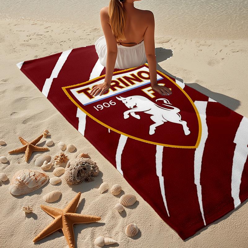 Torino Fc Crest Design Microfiber Beach Towel, Lightweight And Quick-Dry, for Summer Travel, Beach Essential, Swimming Pool