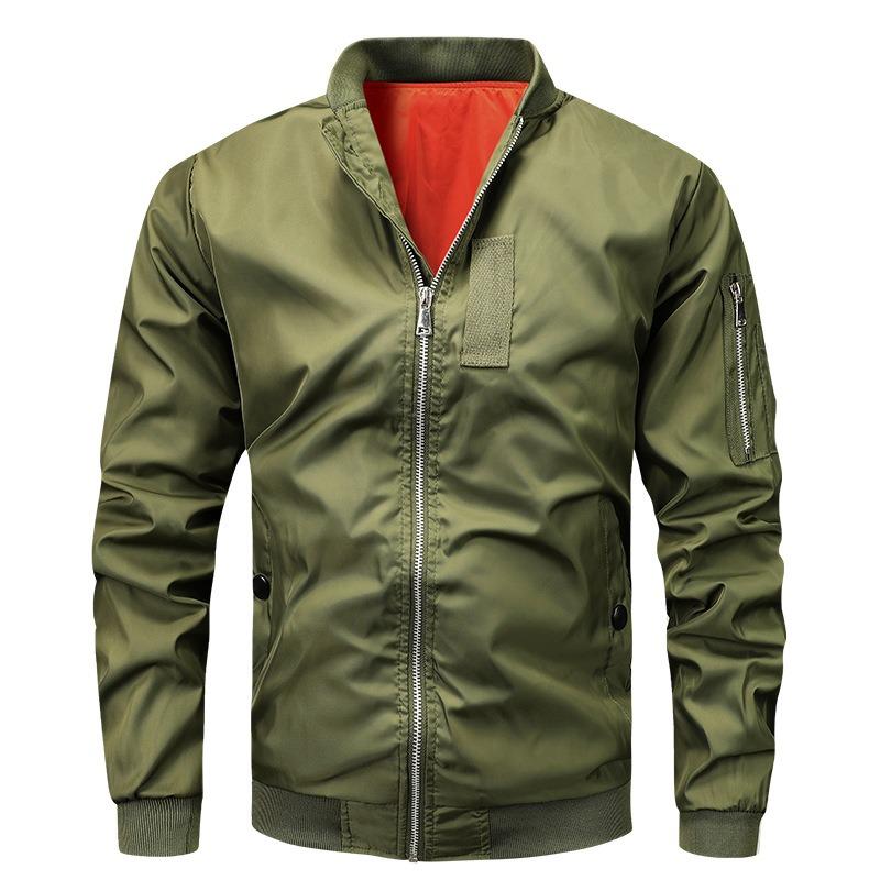 Spring and Autumn Men's Casual Single Jacket Pilot Baseball Clothing Blue Tooling Trend Jacket Military Fan Stand-up Collar Trend Brand