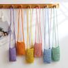 New Hollow Knitting Phone Bag For Women Colorful Hand Woven Shoulder Crossbody Bag Simple Travel Beach Handbag Small Purse Pouch