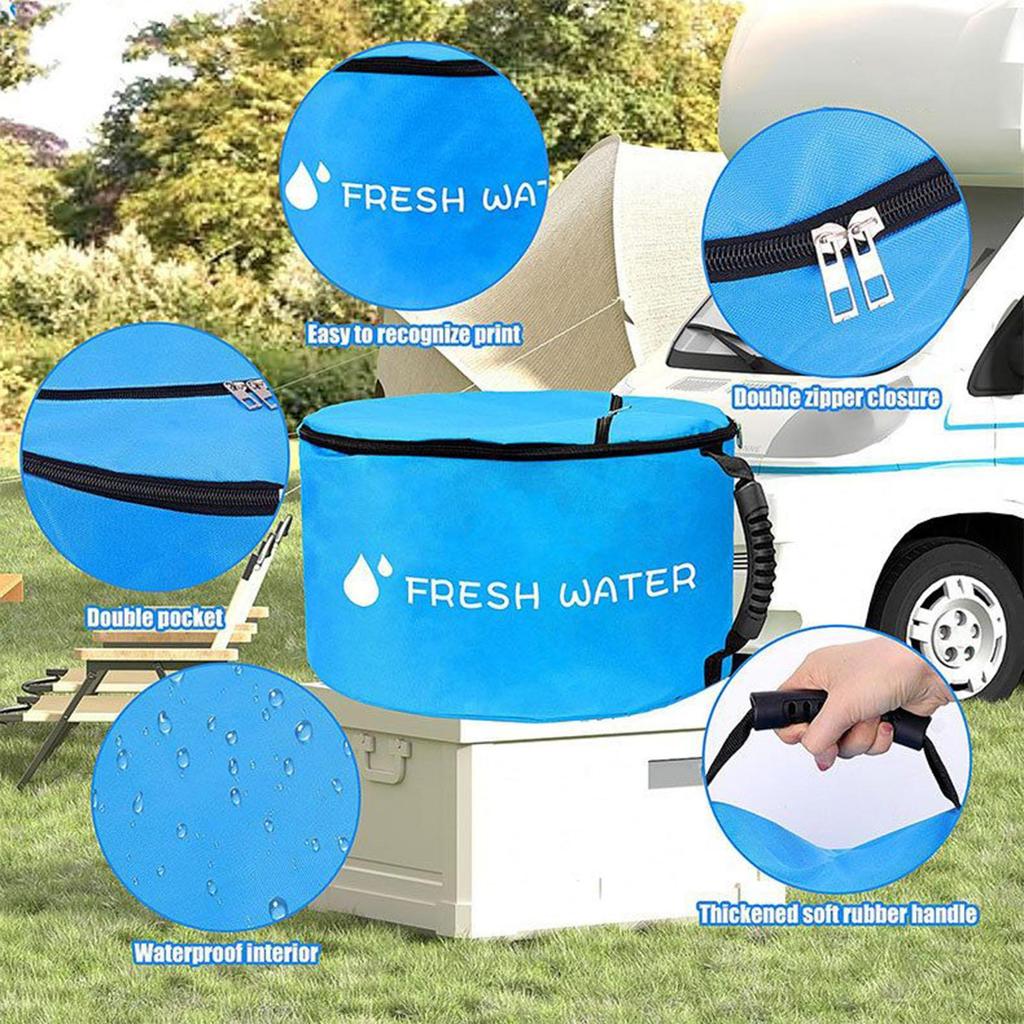 Wasserdichte RV-Abwasserschlauch-Aufbewahrungstasche mit Doppelreißverschluss-Halter für Abfallwerkzeuge, Camping-Septik-Elektrokabel-Organizer-Beutel