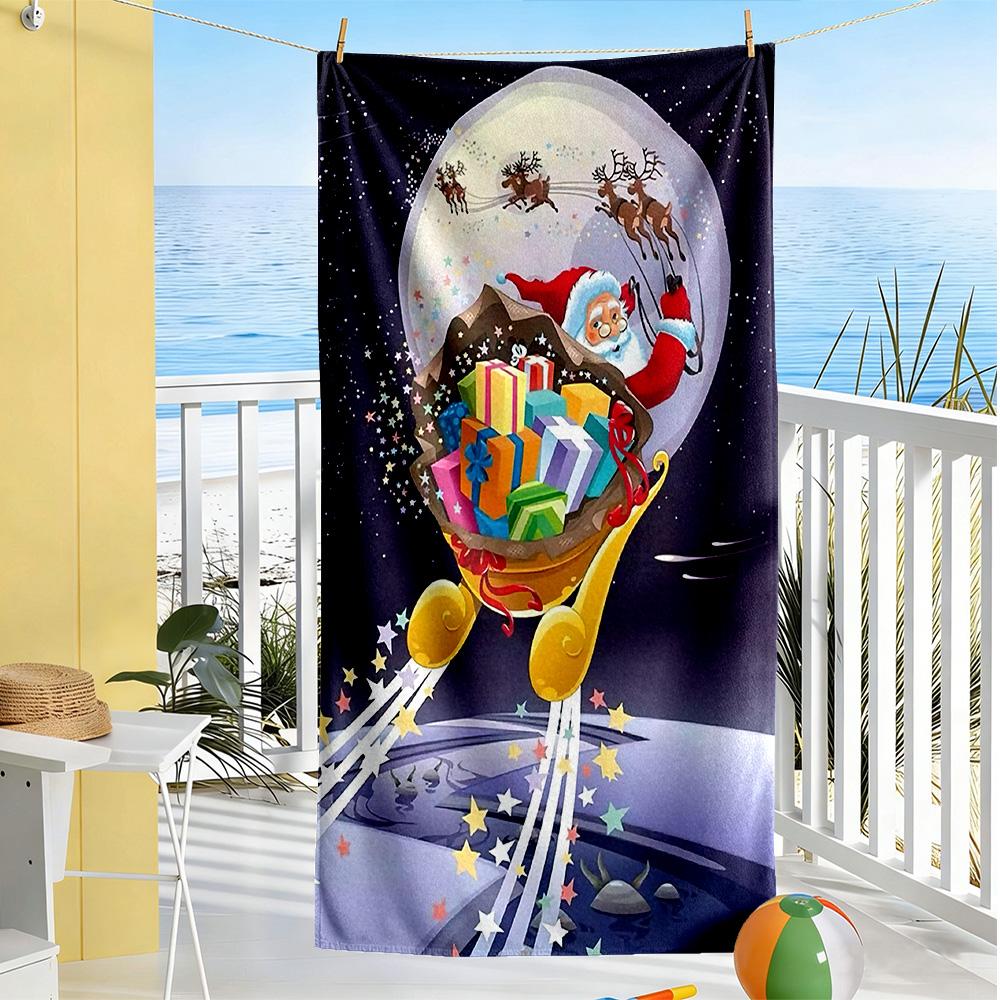 Christmas Beach Towel Super Soft Microfiber Quickdry Fabric Comfortable Lightweight