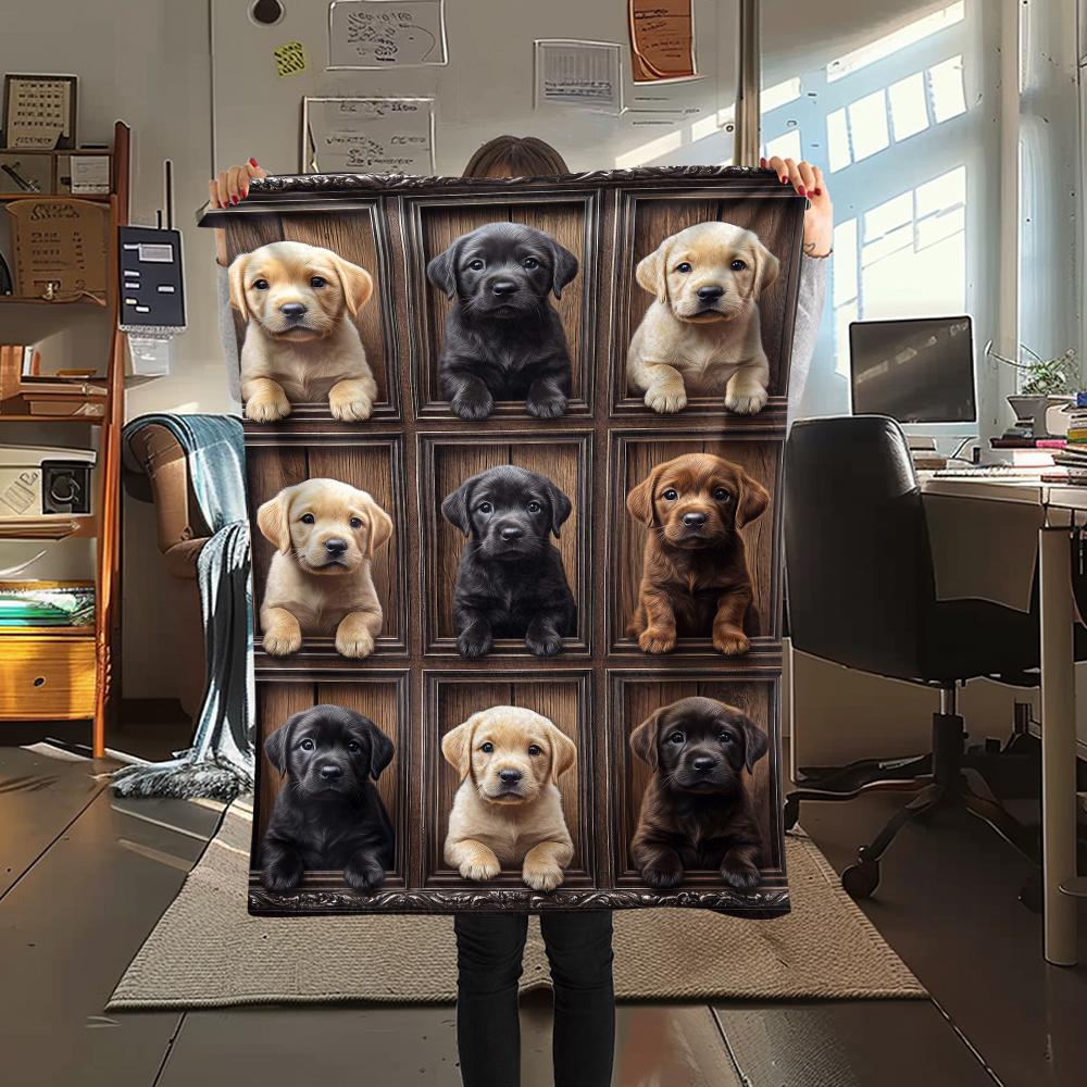 1Pc Border Collie Retriever Print Flannel Blanket, High quality Comfortable for All Seasons, Home Decor, Warmth and Comfort, Perfect for Gifts