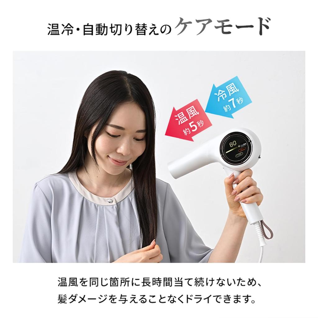 Onedam BLOW+ Hair Dryer, International Compatible, High Airflow, Fast Drying, Plasma Care, Storage Bag Included, White