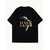 Übergroßes T-Shirt Schwarz Jesus Ist König Grafikdruck Religiöse Aussage Lässige Kleidung für Damen und Herren Streetwear Mode Unisex Oberteil