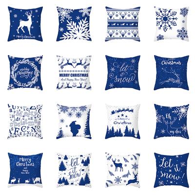 Blue Christmas Pillow Case Modern Nordic Decoration  S  Gift New Year Home