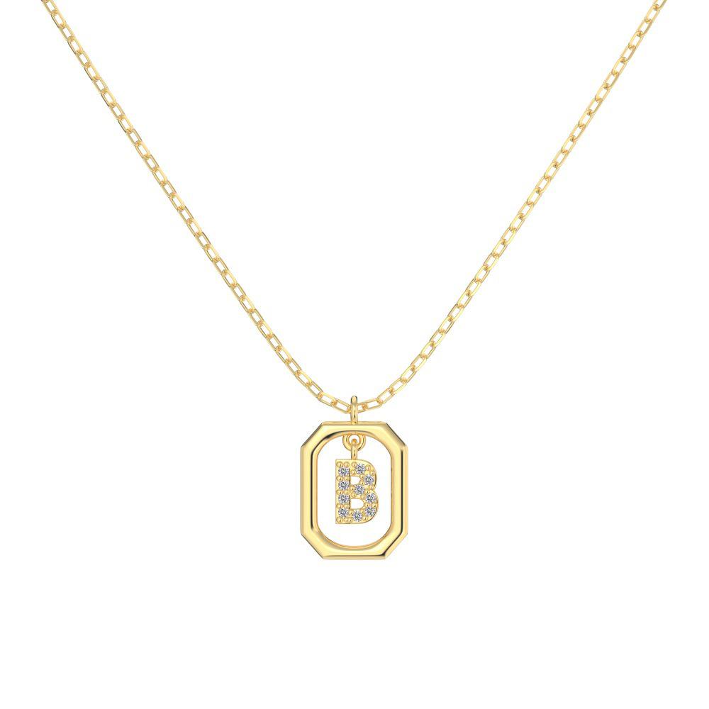 925 Silver Alphabet Pendant Necklace with Zircon Detailing - Women's Elegant & Unique Design