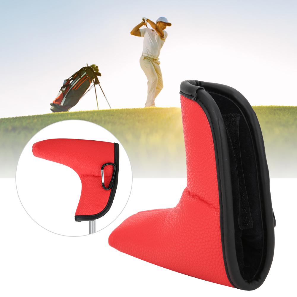 Golf L shape Putter Headcover Slotted Blank PU Waterproof Fabric Thicken Plush Protection(red )