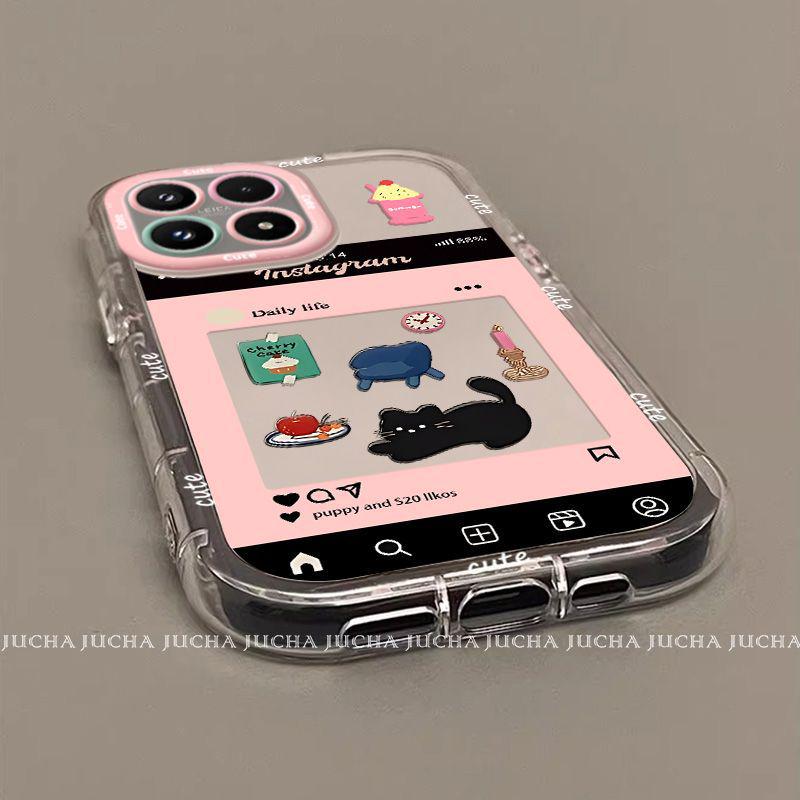 Xiaomi 17/17 Pro Full Coverage Anti-Fall Phone Case with Lanyard - Mirror Black Cat Design