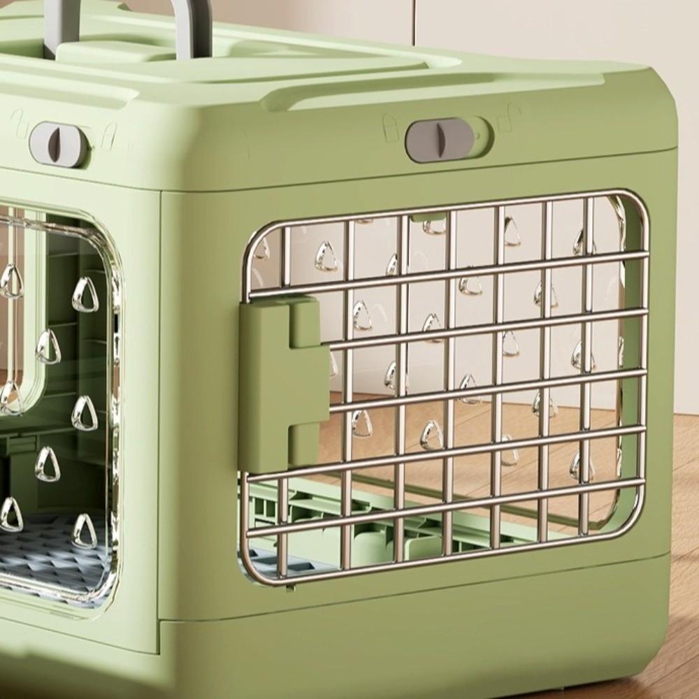 Collapsible Pet Carrier Box Plastic Thickening Foldable Cat Cage with Handle Breathable Pet Travel Cage Car Carrying