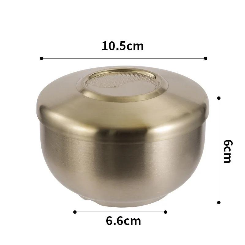 Sutra Kimchi Bowl 304 Stainless Steel Double Layer Rice Bowl With Lid Home Ramen Soup Bowl Children's Anti-Scalding Rice Bowls
