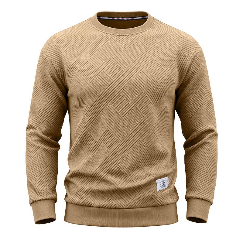 Men's Crew Neck Sweatshirt Long Sleeve Loose Fit Solid Color Autumn Winter Casual Thick Pullover Hoodie
