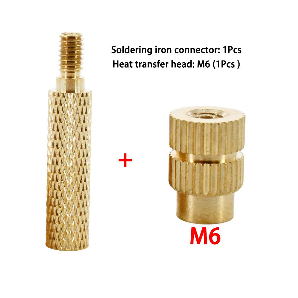 

Brass Heat Insert Soldering Iron Tip Connector M2 M2.5 M3 M4 M5 M6 M8 3D Printer Insert Holt Melt Nuts Heat Transfer Head Tool As Picture Show