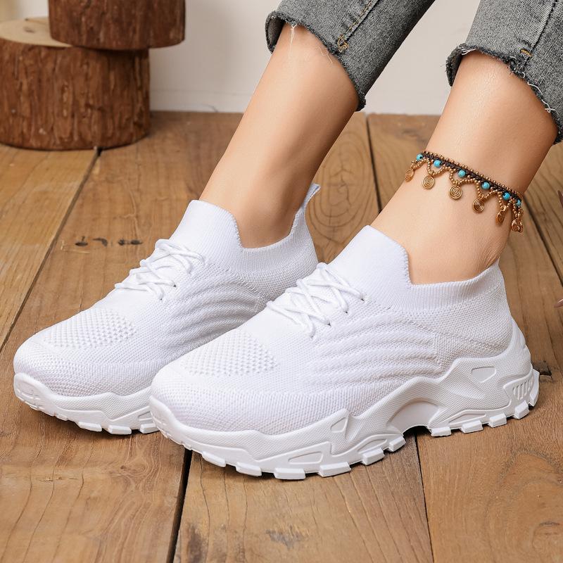 Label 2025 new foreign trade women's shoes soft sole comfortable casual fashion sports shoes breathable fly woven mesh shoes