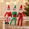 Flexible Bendable Limb Figurines Christmas Elf Boy Ornament, Small Cute Plush Doll Decoration with Holiday Shelf Sitter Decorations Arm And