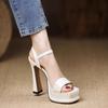Super High Heel Womens Sandals Fashion Square Toe Platform Sandal Summer New High-heeled Sandals for Women Luxury Leather Sandal