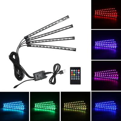 Remote Control 48 LED Atmosphere Lamp LED Strips Car Decorative Lights Foot Ambient RGB Lamp Smart  Interior Light